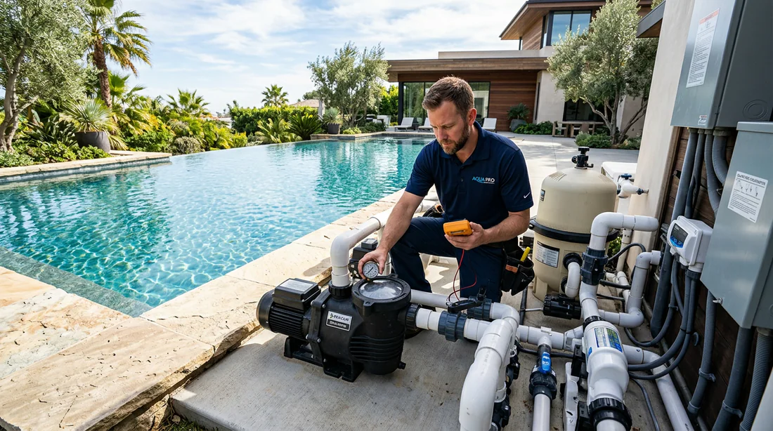 Illustration de la maintenance et du système de filtration d'une piscine