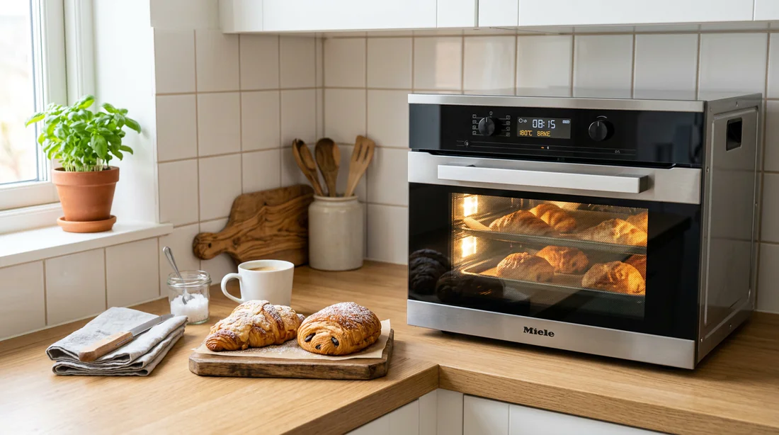 Gain d'espace dans une petite cuisine grâce au four micro-ondes 2 en 1