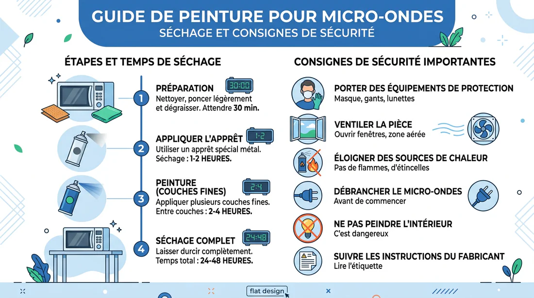Infographie résumant les consignes de sécurité et le temps de séchage